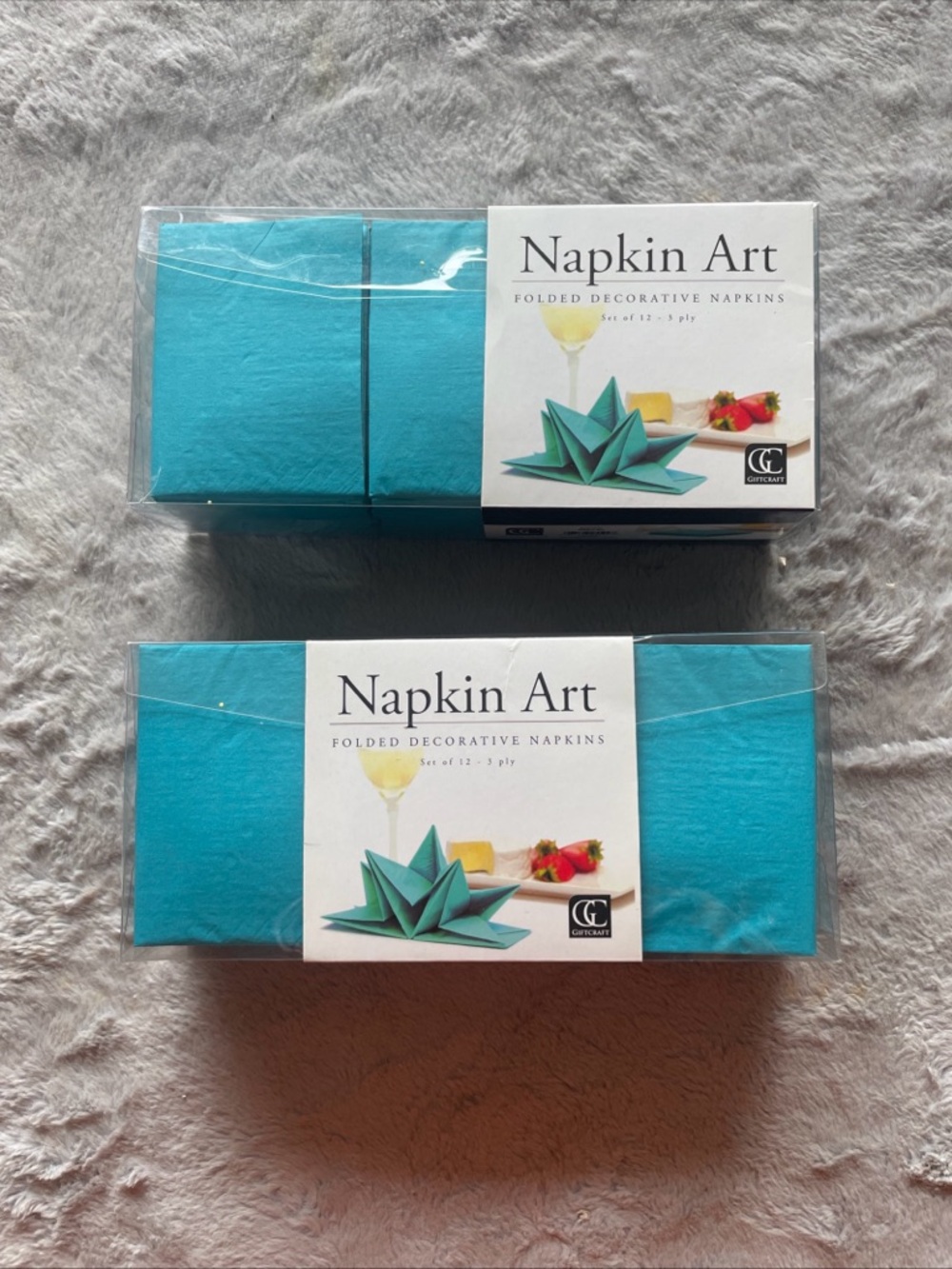 Turquoise Folded Decorative Napkins - Napkin Art 12pc